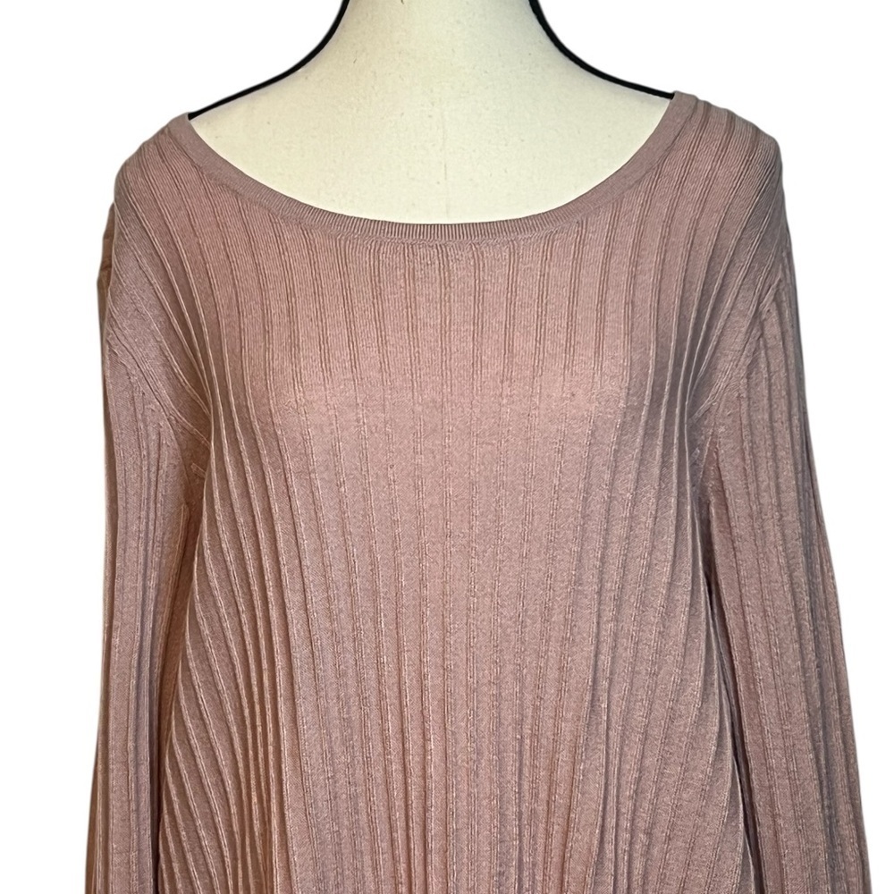 INC International Concepts Blush Pink Ribbed Tie Front Crewneck Sweater New XL - Picture 4 of 11